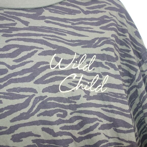 Grayson / Threads Wild Child Sweatshirt Olive Black Zebra Print Women's XS - Picture 2 of 4
